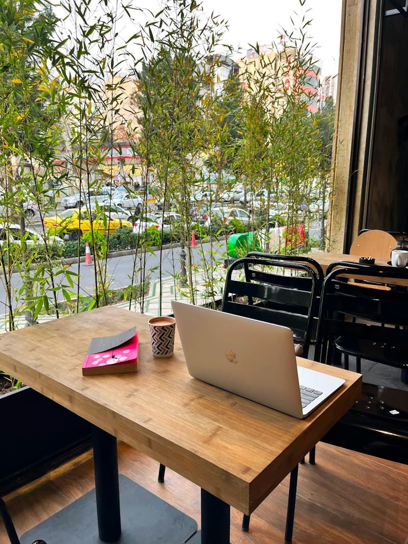 Working from a laptop on the road